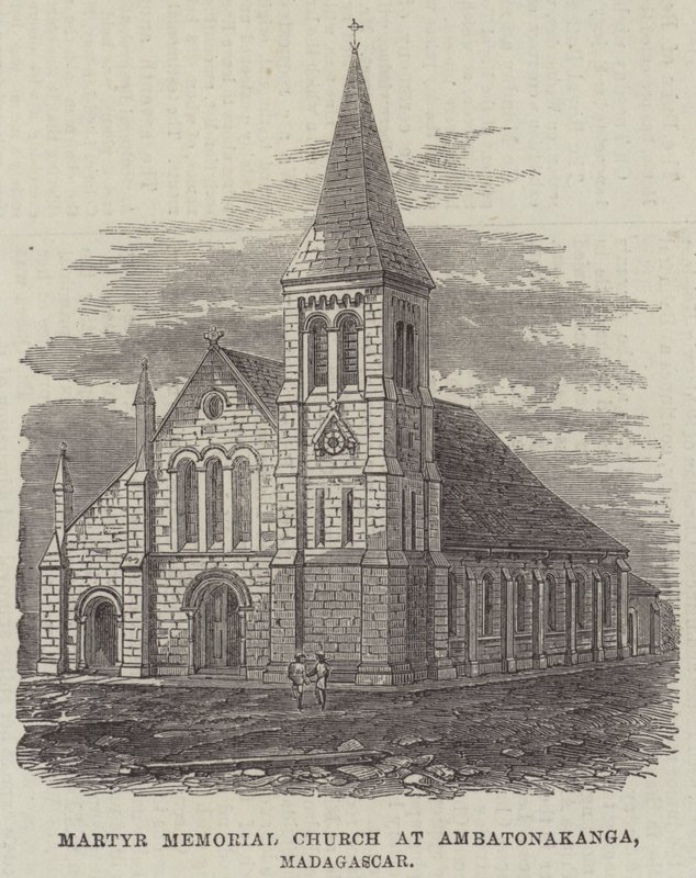 Martyr Memorial Church i Ambatonakanga, Madagaskar (gravering) av English School