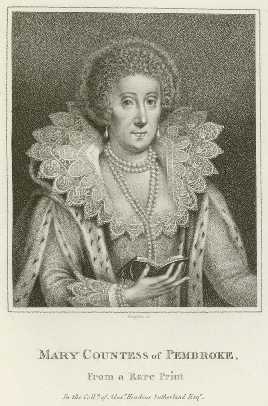 Mary, grevinne av Pembroke (gravering) av English School