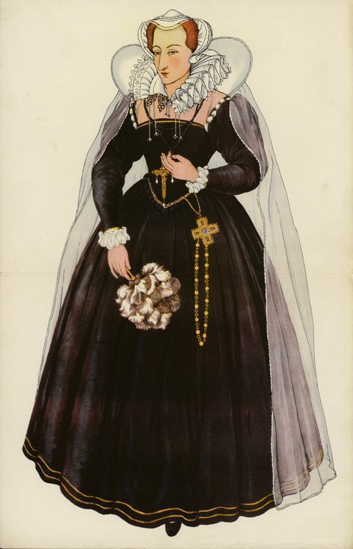 Mary Queen of Scots (farge litho) av English School