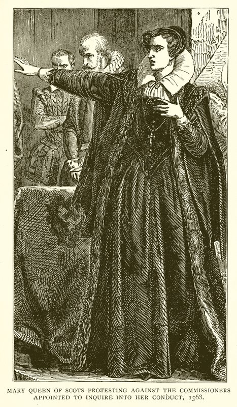 Mary Queen of Scots protesterte mot kommissærene som ble utnevnt til å undersøke hennes oppførsel, 1568 av English School