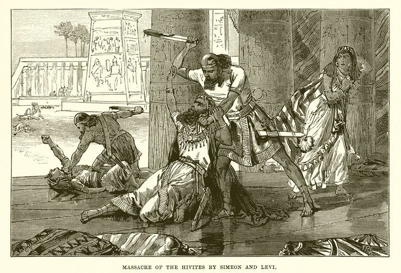 Massacre of the Hivites av Simeon og Levi av English School