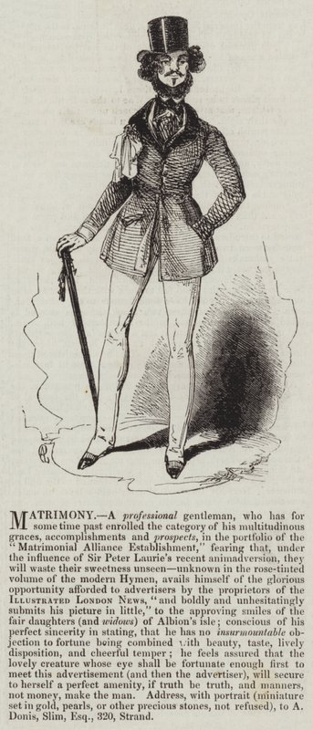 Matrimony, en profesjonell gentleman (gravering) av English School