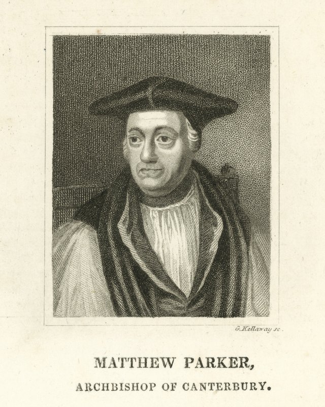 Matthew Parker, erkebiskop av Canterbury (gravering) av English School
