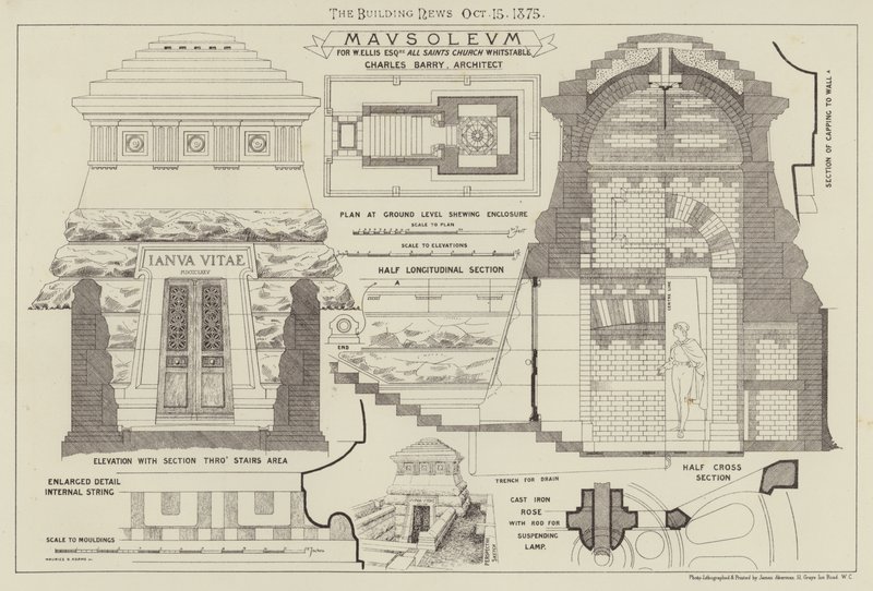 Mausoleum, for W Ellis Esquire All Saints Church Whitstable (gravering) av English School