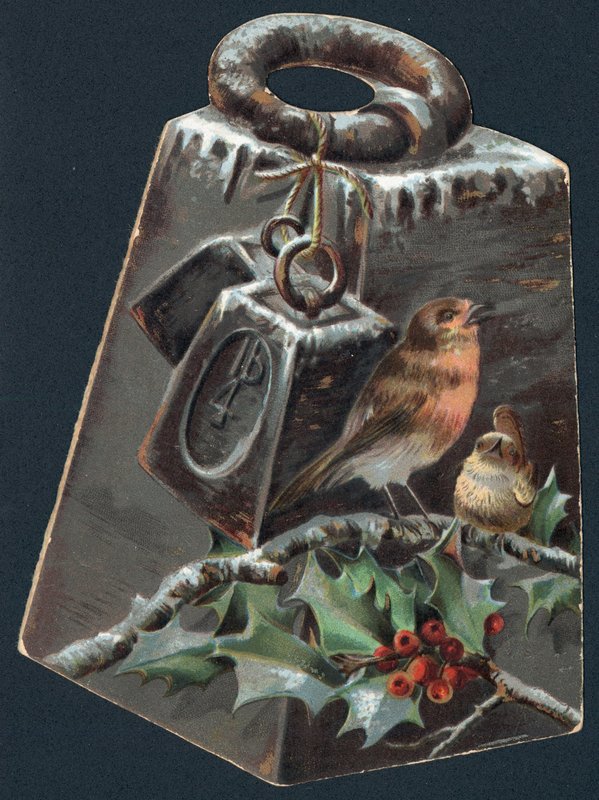 Måling av vekt og Robins, julekort av English School