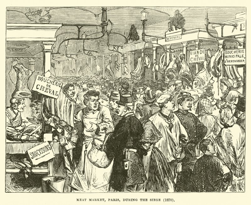 Kjøttmarked, Paris, under beleiringen, 1870 av English School