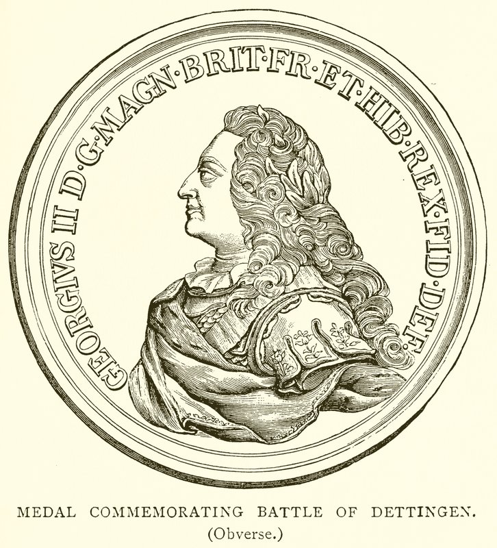 Medalje til minne om slaget ved Dettingen. (Forsiden) av English School