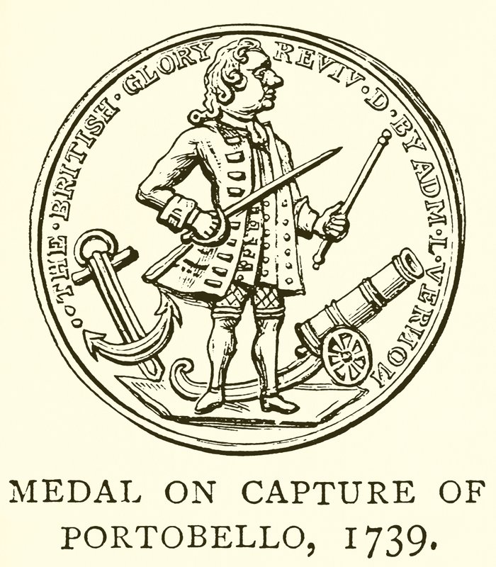 Medalje på fanget av Portobello, 1739 av English School