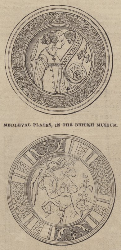 Middelalderplater, i British Museum (gravering) av English School