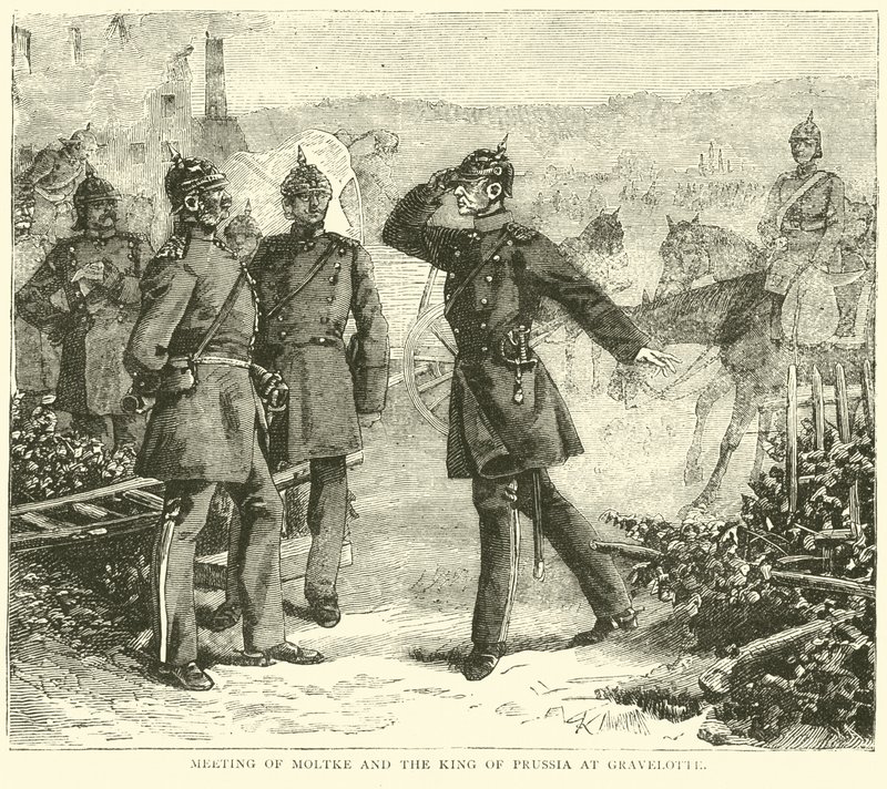 Møte mellom Moltke og kongen av Preussen på Gravelotte, august 1870 av English School