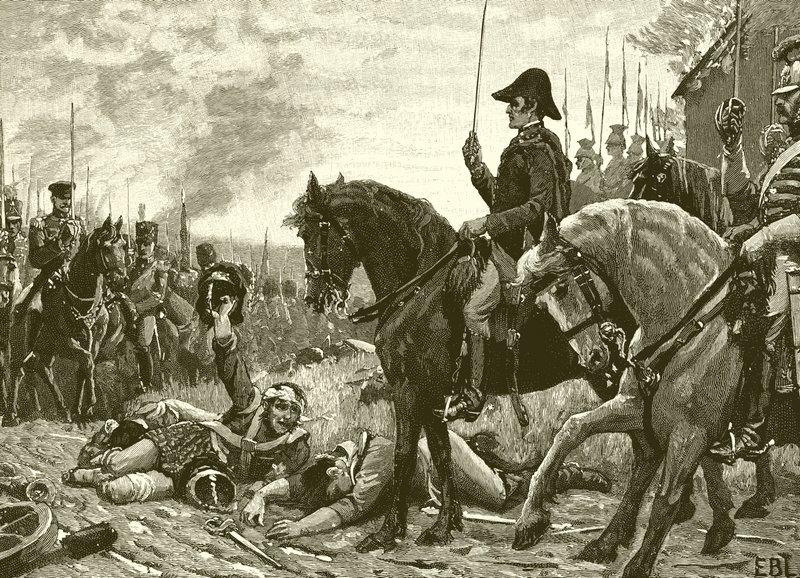 Møte mellom Wellington og Blucher etter slaget ved Waterloo av English School