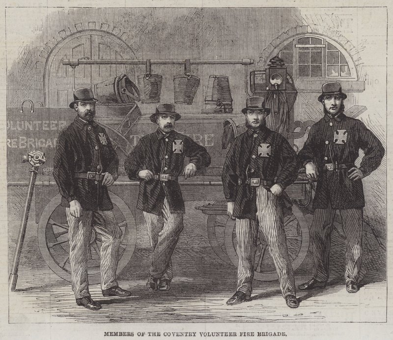 Medlemmer av Coventry Volunteer Fire Brigade (gravering) av English School