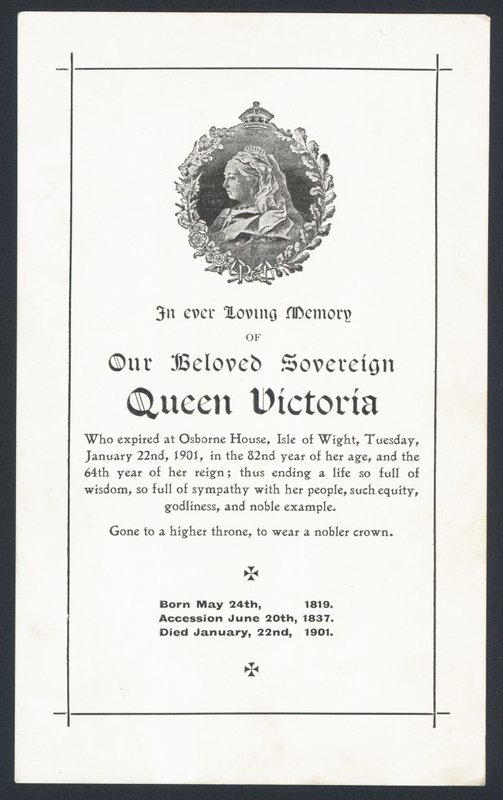Minnekort for dronning Victoria av English School