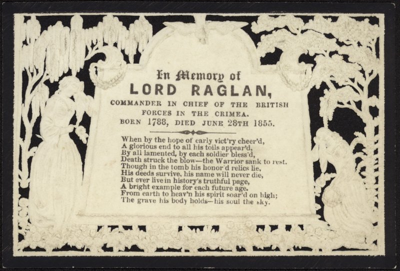 Minnekort til minne om Lord Raglan av English School