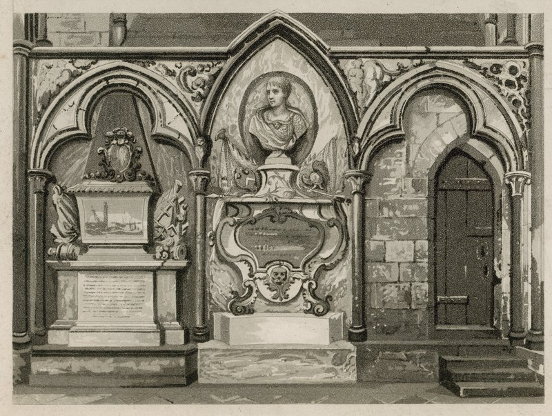 Minnesmerker og statuer i Westminster Abbey, London av English School