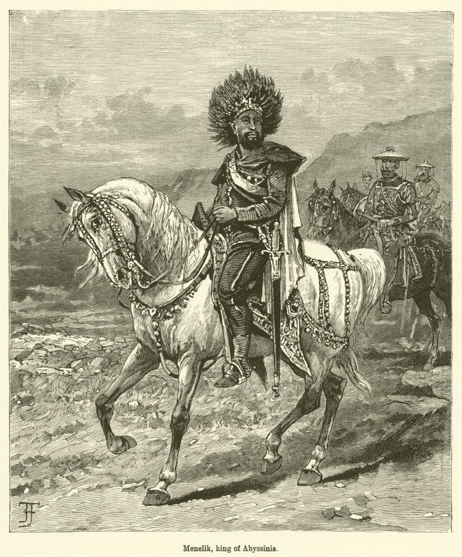Menelik, konge av Abessinia (gravering) av English School