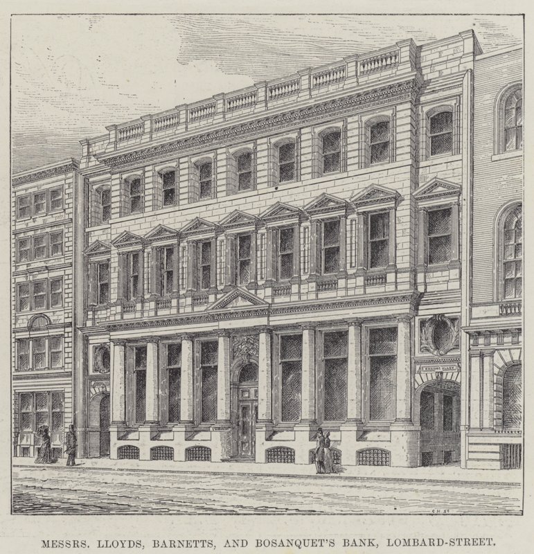 Mrs Lloyds, Barnetts og Bosanquet Bank, Lombard-Street (gravering) av English School
