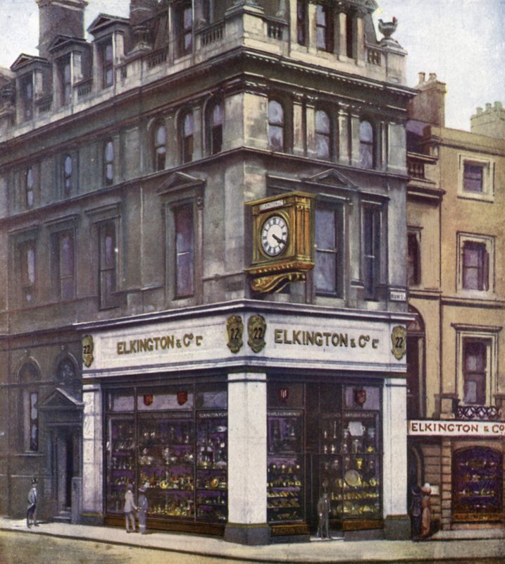 Mrs Elkington & Co, 22 Regent Street (farge litho) av English School