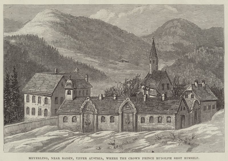 Meyerling, nær Baden, Øvre Østerrike, hvor kronprins Rudolph skjøt seg selv (gravering) av English School