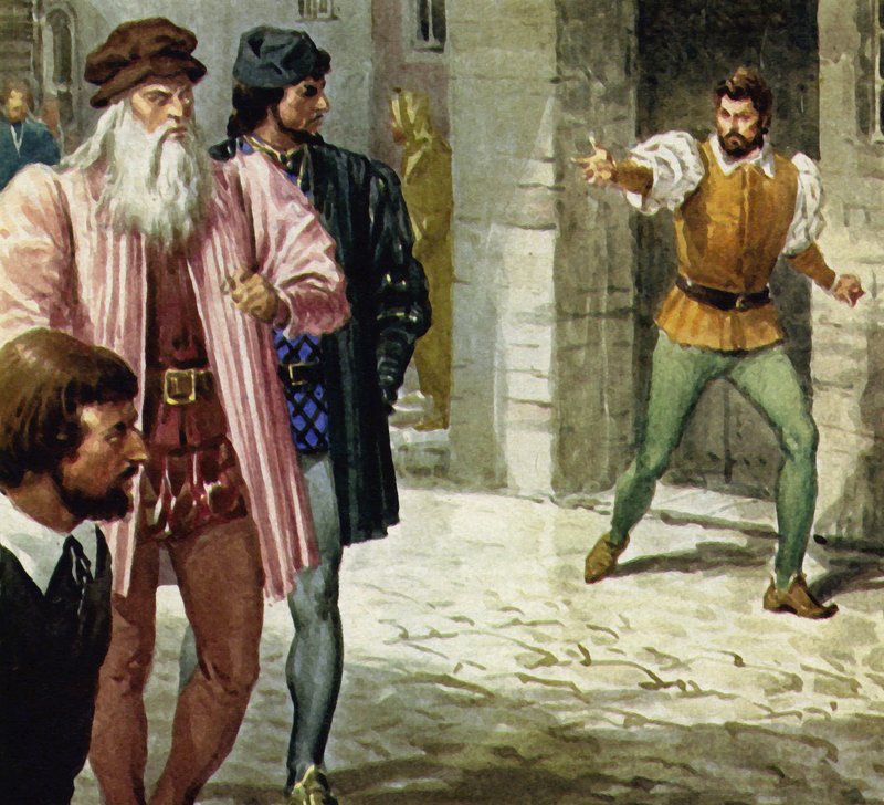 Michelangelo likte ikke Leonardo da Vinci av English School