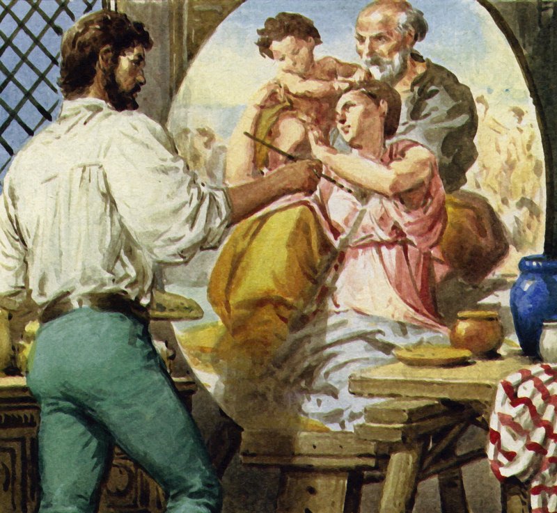 Michelangelo malte Holy Family for en florentinsk adel av English School