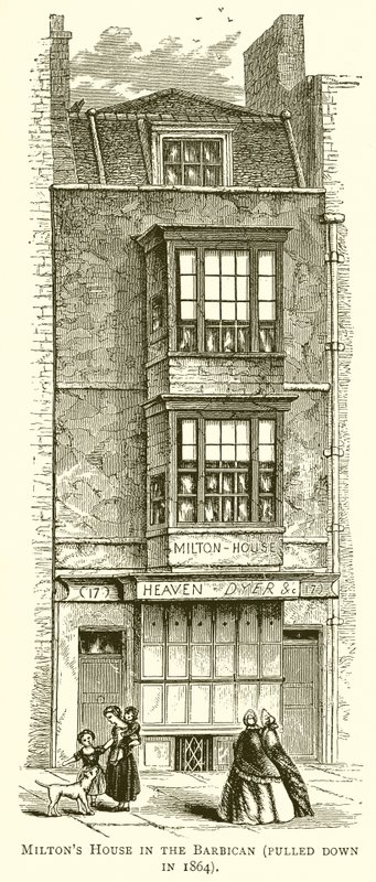 Miltons House in the Barbican (revet ned i 1864) av English School