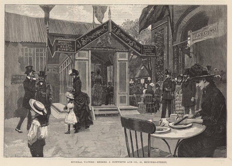 Mineralvann; Mrs J Schweppe & Co, 51 Berners Street av English School