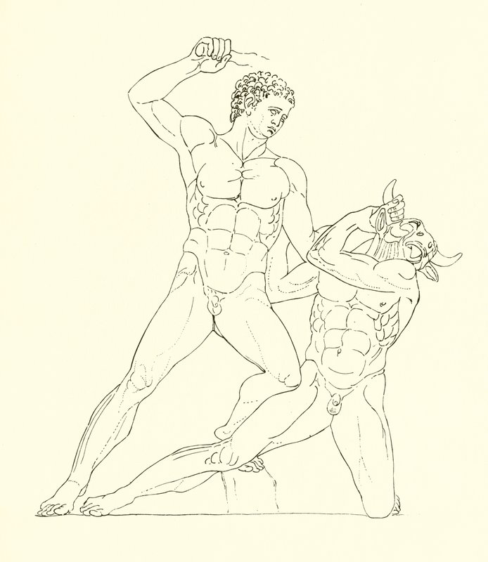 Minotaur drept av Theseus, vennen til Hercules av English School