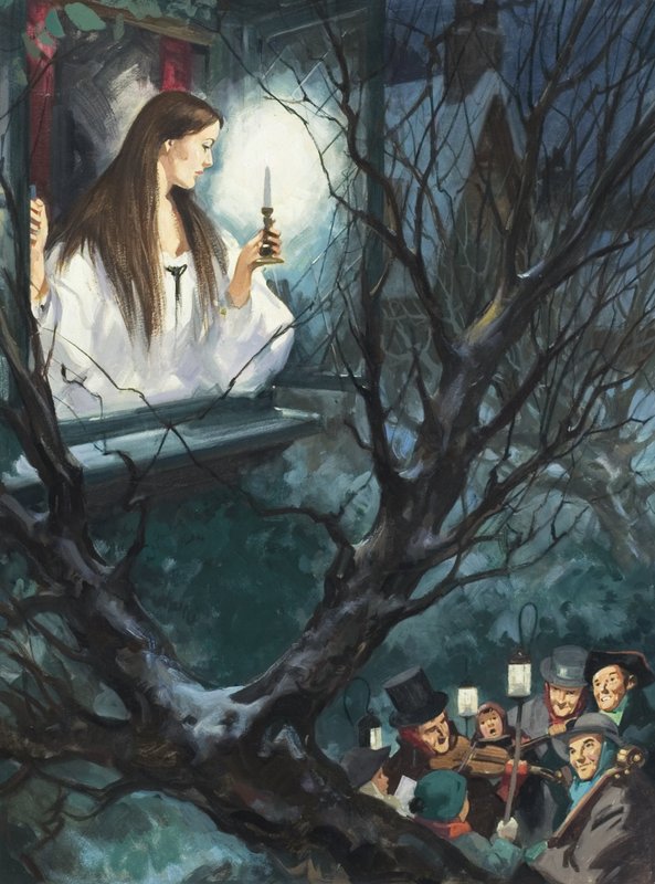 Frøken Fancy, fra «Under Greenwood-treet», av Thomas Hardy (1840–1928) (gouache på papir) av English School