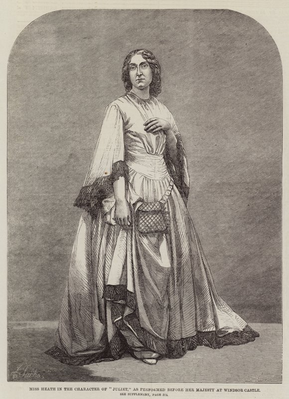Miss Heath i karakteren til "Juliet", som fremført før Hennes Majestet på Windsor Castle (gravering) av English School