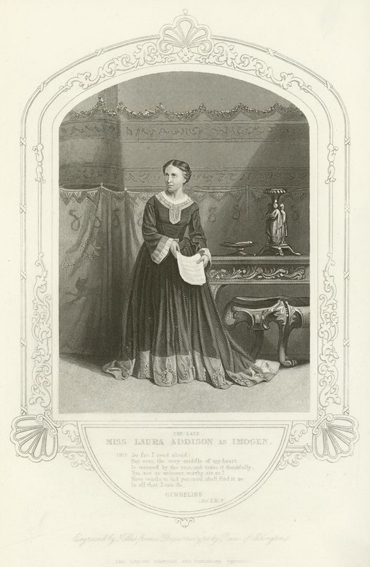 Frøken Laura Addison som Imogen, Cymbeline, Act I, Scene VII av English School