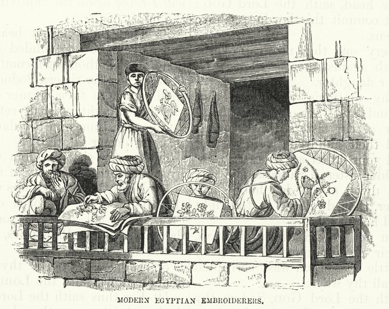 Moderne egyptiske broderere (gravering) av English School