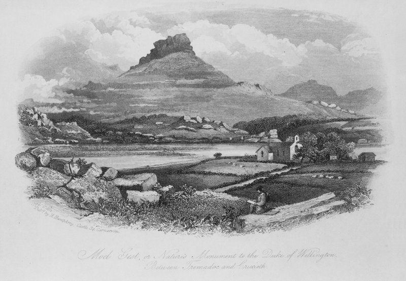 Moel Gest, eller naturens monument til hertugen av Wellington, mellom Tremadoc og Criccieth av English School