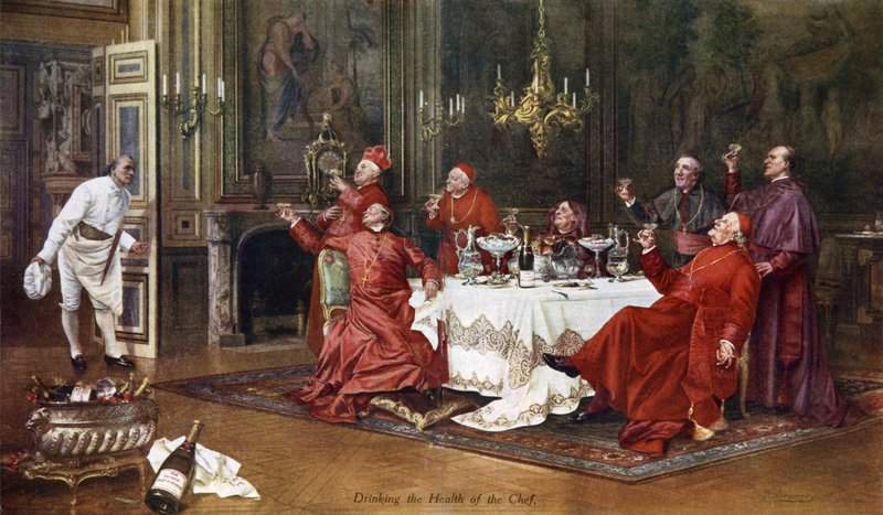 Moet et Chandon, Drikk kokkens helse (farge litho) av English School