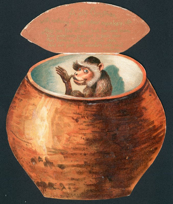 Monkey in Pot, julekort av English School