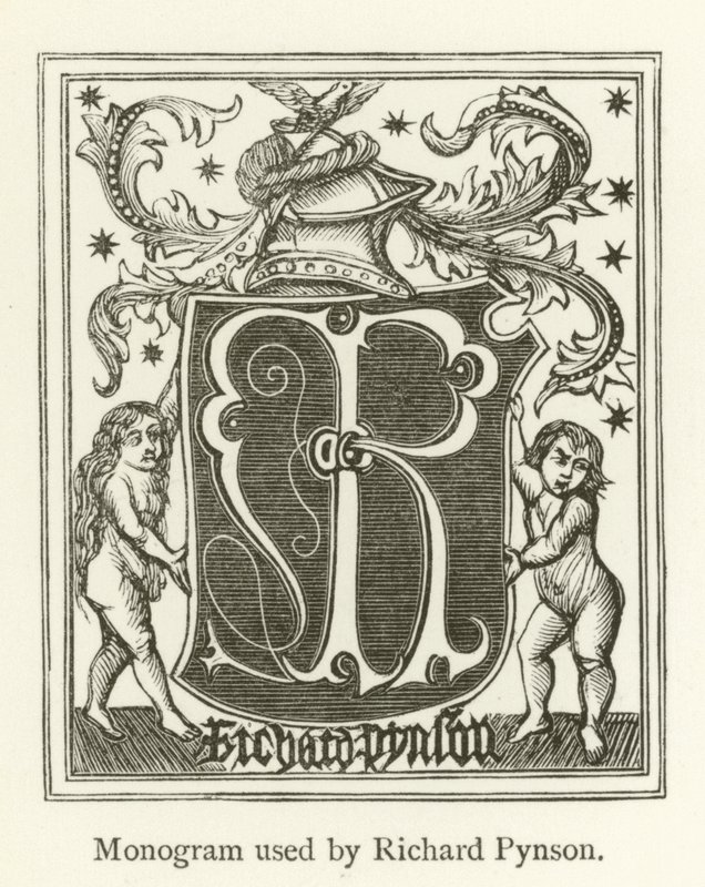 Monogram brukt av Richard Pynson av English School