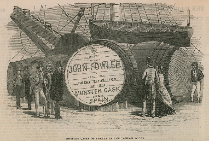 Monsterfat av Sherry i bryggene i London av English School