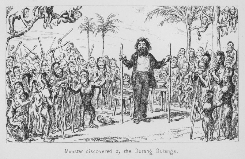 Monster oppdaget av Ourang Outangs av English School