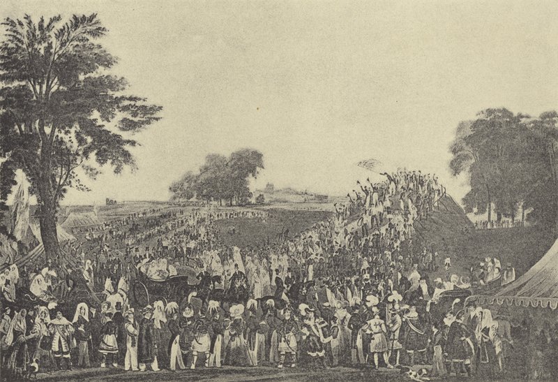 Montem-seremoni ved Salt Hill, 1838 (gravyr) av English School