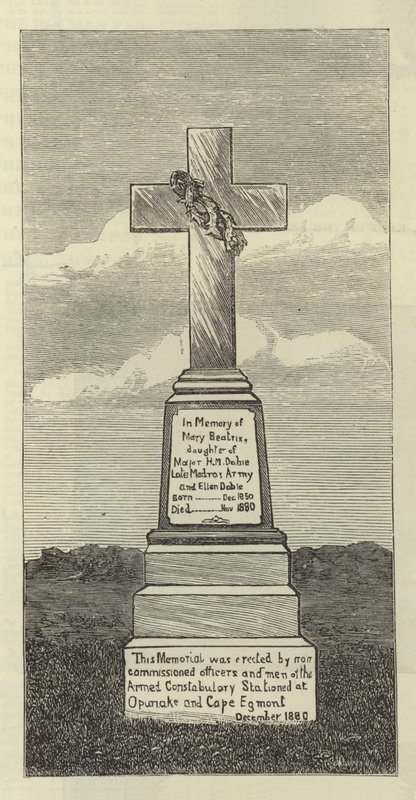 Monument ved Upunka, New Zealand (gravering) av English School