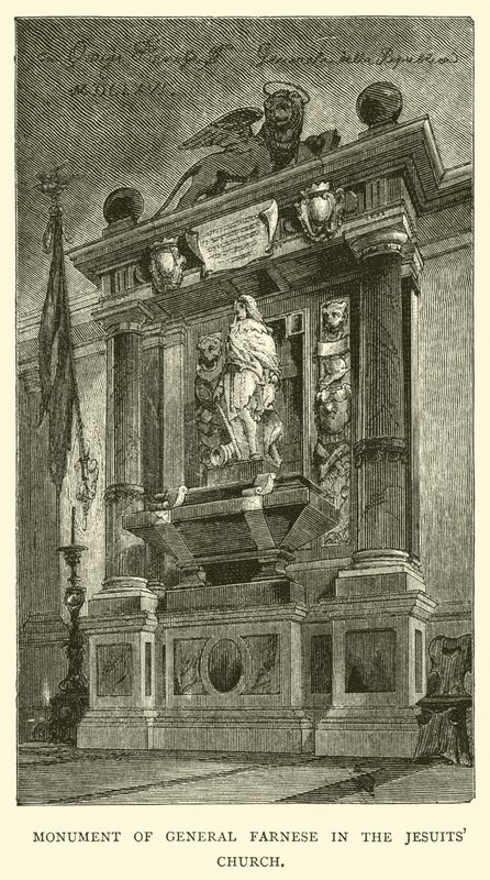 Monument over general Farnese i jesuittkirken av English School