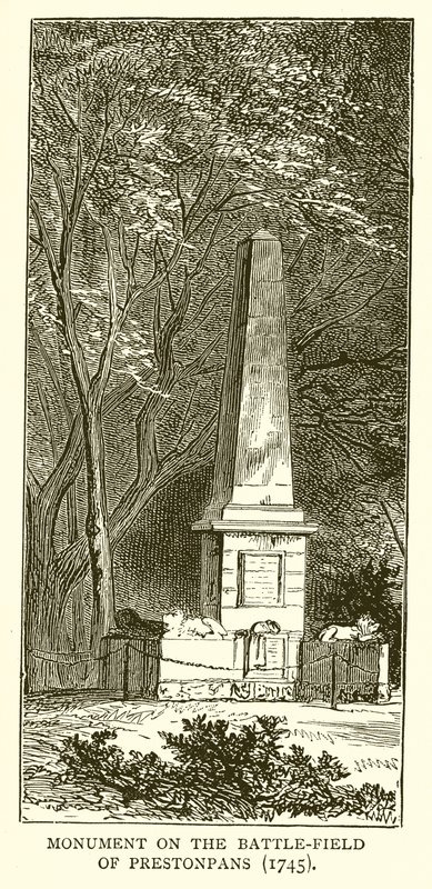 Monument på slagmarken til Prestonpans (1745) av English School