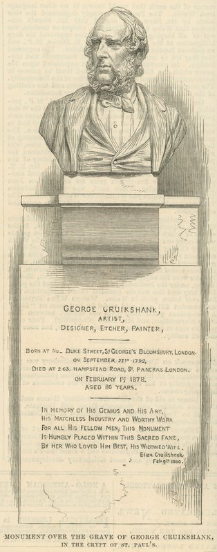 Monument over graven til kunstneren George Cruikshank av English School