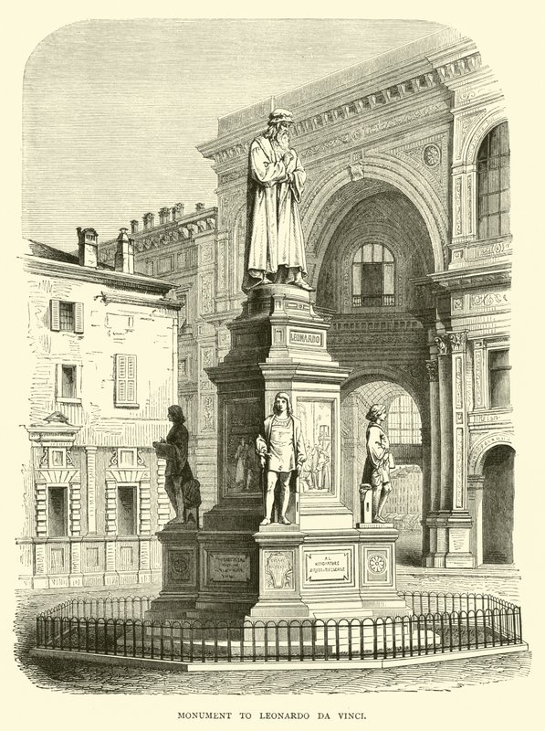 Monument til Leonardo da Vinci av English School