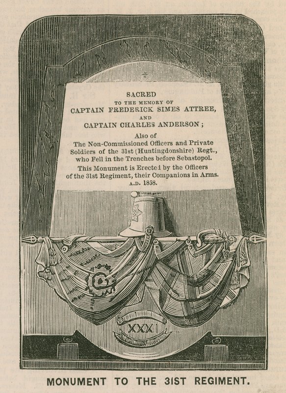 Monument til det 31. (Huntingdonshire) regiment, St Marys Church, Huntingdon av English School