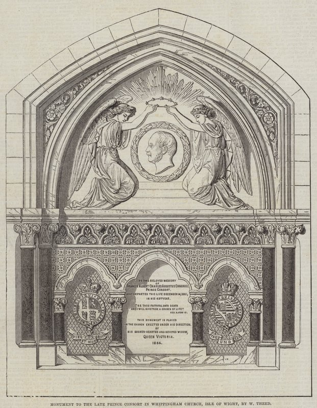 Monument til avdøde Prince Consort i Whippingham Church, Isle of Wight, av W Theed (gravering) av English School