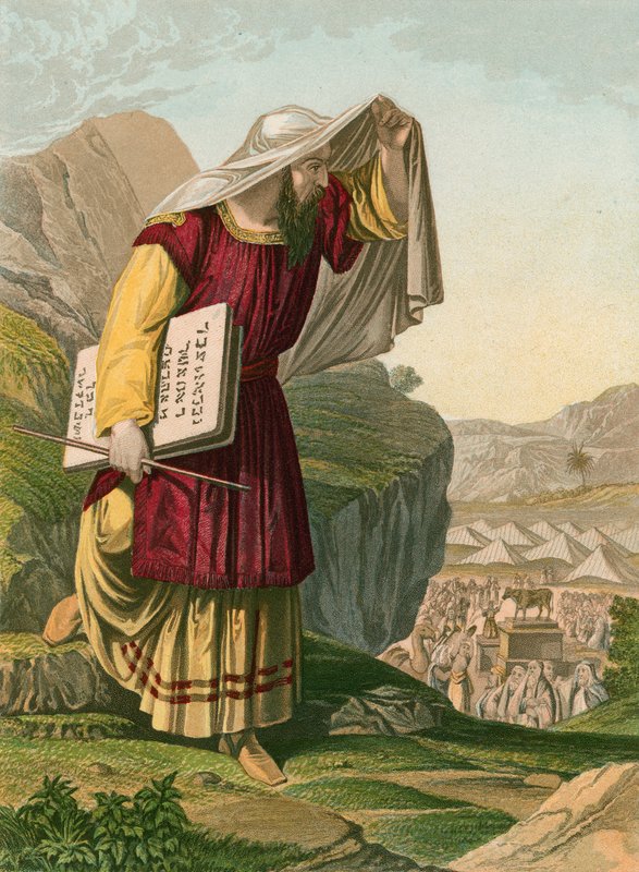 Moses steg ned fra Sinai-fjellet av English School