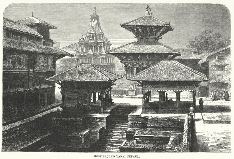 Aller helligste tank, Nepal (gravering) av English School