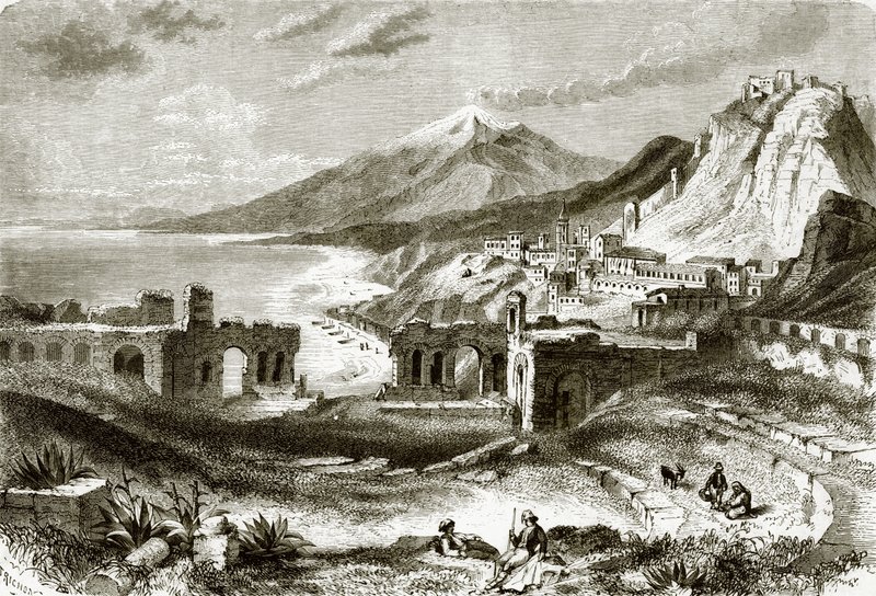 Etna (sett fra Taurominium), på Sicilia av English School