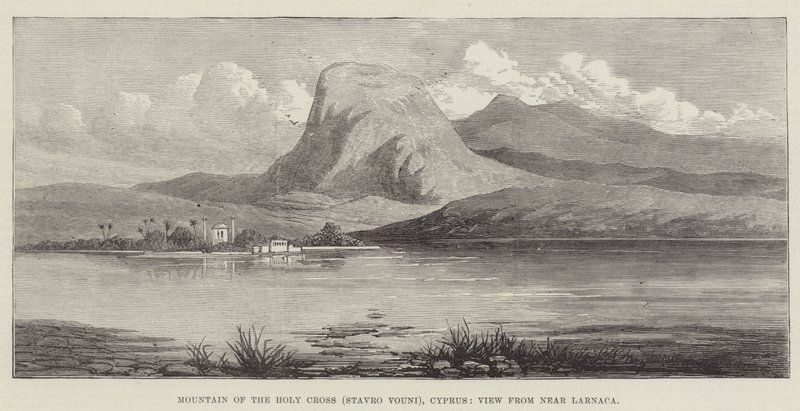 Mountain of the Holy Cross (Stavro Vouni), Kypros, Utsikt fra nær Larnaca (gravering) av English School